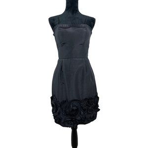 Max and Cleo Black Sleeveless Formal Dress Size 6 Rosette Hemline